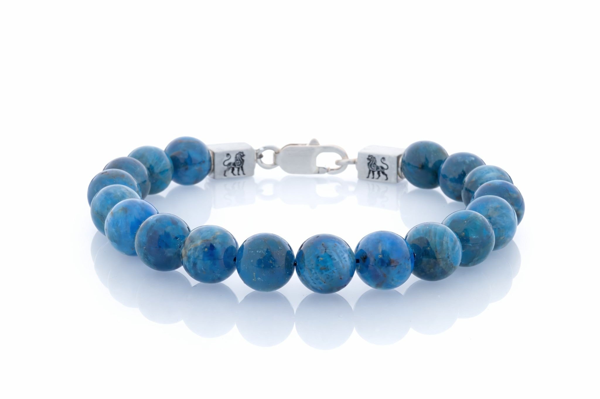 Voloria Caelum armband van apatite, 10 mm ronde kralen en 925 sterling zilver