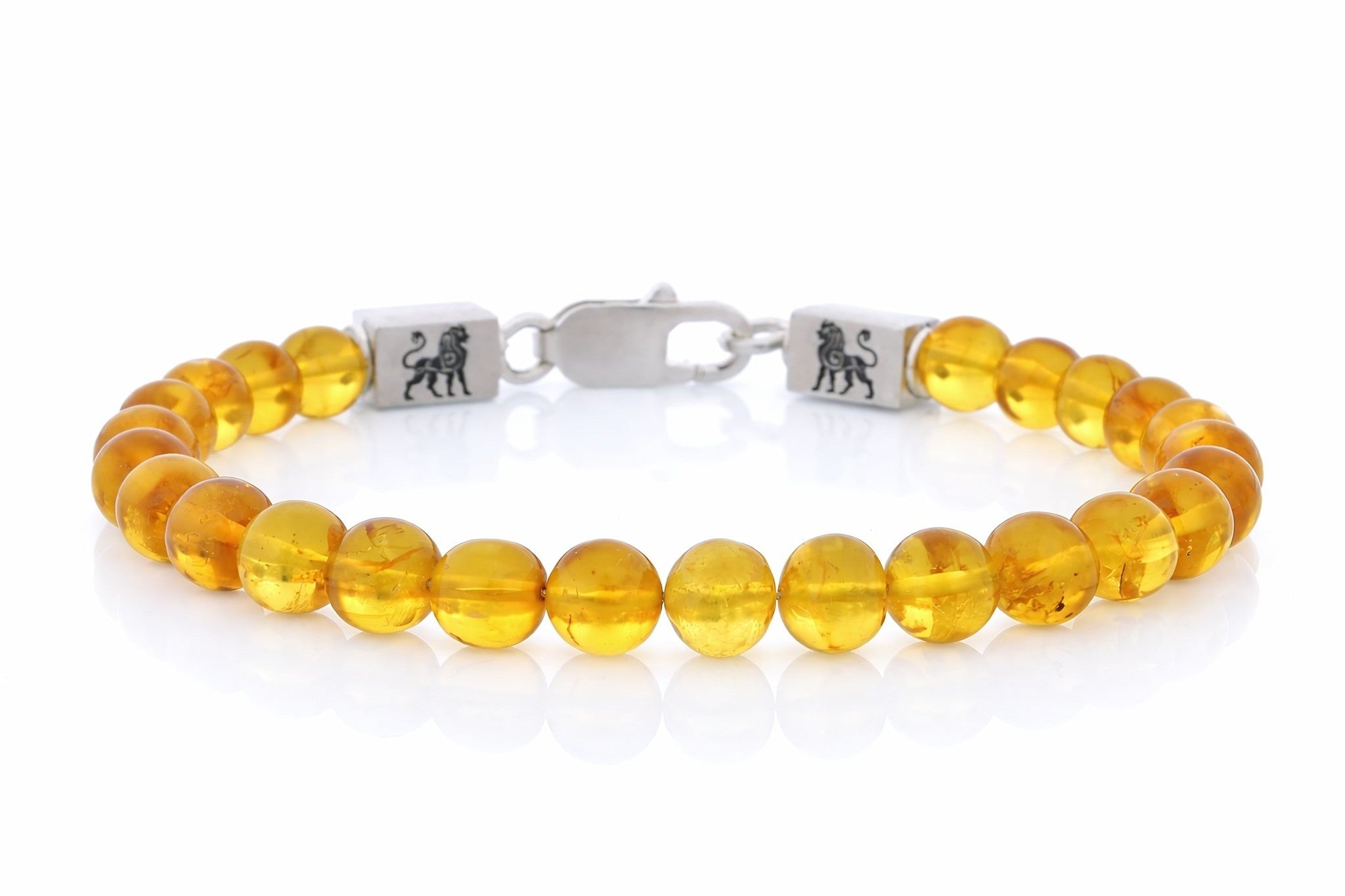 Voloria Succinum armband van barnsteen, 6 mm faceted cube kralen en 925 sterling zilver